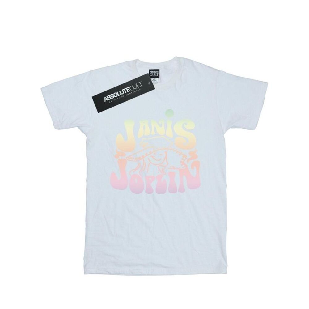 Janis Joplin Mens Pastel Logo T-Shirt / White